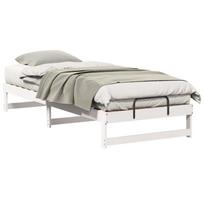 vidaXL Lovos rėmas Balta 90 x 220 cm Kietos pušies mediena