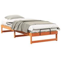 vidaXL Lovos rėmas Ruda 90 x 220 cm Kietos pušies mediena