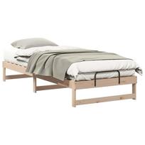 vidaXL Lovos rėmas Ruda 100 x 220 cm Kietos pušies mediena