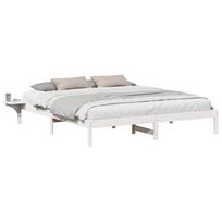 vidaXL Lovos rėmas Balta 180 x 200 cm Kietos pušies mediena