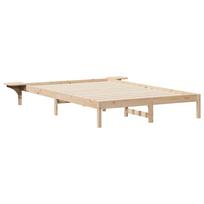 vidaXL Lovos rėmas su šoninėmis stalelėmis Natūrali 140 x 220 cm
