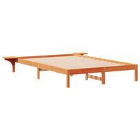 vidaXL Lovos rėmas su šoninėmis stalelėmis Vaško ruda 140 x 220 cm