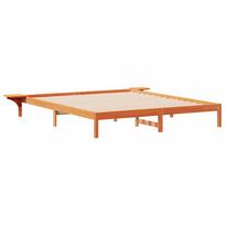 vidaXL Lovos rėmas su šoninėmis stalelėmis Vaško ruda 180 x 220 cm