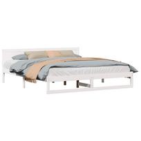 vidaXL Lovos rėmas Balta 180 x 200 cm Kietos pušies mediena