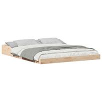 vidaXL Lovos rėmas Ruda 150 x 200 cm Kietos pušies mediena