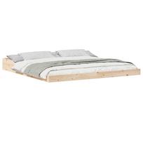 vidaXL Lovos rėmas Ruda 200 x 220 cm Kietos pušies mediena