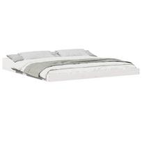 vidaXL Lovos rėmas Balta 200 x 220 cm Kietos pušies mediena
