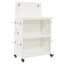 vidaXL Įrankių vežimėlis su lentyna su ratu Balta 65 x 35 x 111 cm