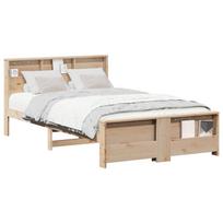 vidaXL Lovos rėmas su lentyna Ruda 140 x 190 cm Tvirtas pušies medis