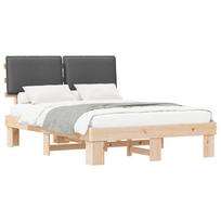 vidaXL Lovo rėmas su apmuštu galvūgaliu Tamsiai pilka 150 x 200 cm
