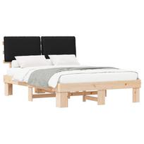 vidaXL Lovo rėmas su apmuštu galvūgaliu Juoda 150 x 200 cm
