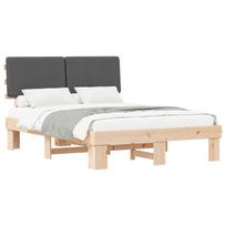 vidaXL Lovo rėmas su apmuštu galvūgaliu Tamsiai pilka 160 x 200 cm