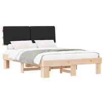vidaXL Lovo rėmas su apmuštu galvūgaliu Juoda 150 x 200 cm