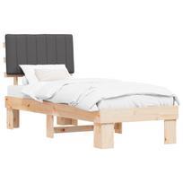 vidaXL Lovo rėmas su apmuštu galvūgaliu Tamsiai pilka 80 x 200 cm