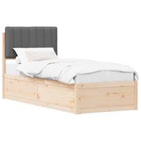 vidaXL Lovo rėmas su apmuštu galvūgaliu Tamsiai pilka 80 x 200 cm