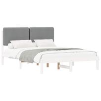 vidaXL Lovo rėmas su apmuštu galvūgaliu Šviesiai pilka 150 x 200 cm