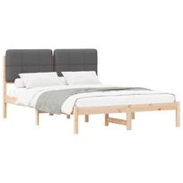 vidaXL Lovo rėmas su apmuštu galvūgaliu Tamsiai pilka 140 x 190 cm