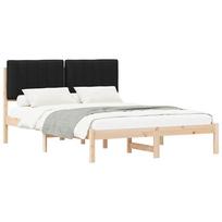 vidaXL Lovo rėmas su apmuštu galvūgaliu Juodas 140 x 190 cm
