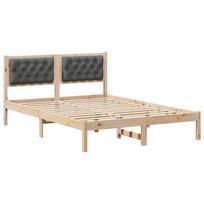 vidaXL Lovos rėmas Tamsiai pilka 140 x 190 cm Kietos pušies mediena
