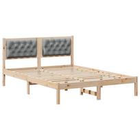 vidaXL Lovos rėmas Šviesiai pilka 140 x 190 cm Kietos pušies mediena