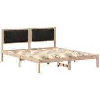vidaXL Lovo rėmas su apmuštu galvūgaliu Juoda 150 x 200 cm