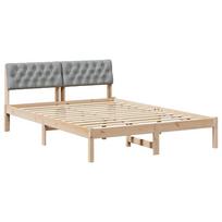 vidaXL Lovos rėmas Ruda ir šviesiai pilka 140 x 190 cm Pušies masyvas
