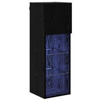 vidaXL Sieninis televizoriaus stovas 30,5 x 30 x 90 cm Juodas ąžuolas
