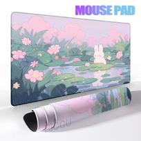Pink Flower Rabbit Large Mouse Pad Cute Rabbit Desk Mat XXL Anime Mousepad Office Desks Accessories Computer Keyboard Decort Mat 30x60cm white