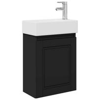 vidaXL Vonios baldų komplektas su maišytuvu Juoda 45,5 x 22,5 x 84 cm