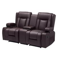 VEVOR Loveseat Recliner Sofa, Manual Reclining Couch with Center Console, PU Faux Leather Recliner Sofa with USB Ports, Cup Holders and Storage Bags