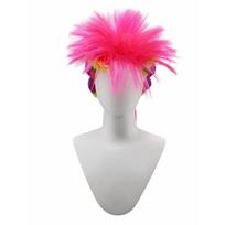 Neon Rainbow Spiky Ponytail Wig with Colorful Buns, Vibrant Synthetic Hair for 80s Punk, Rave and Halloween Costumes white