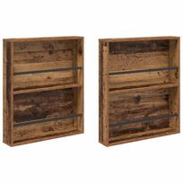 vidaXL Žurnalų stovas su lentyna 2 vnt. Senas medis 60 x 12 x 70 cm