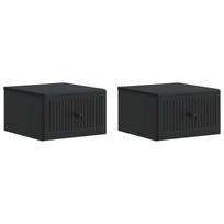 vidaXL Sieninis naktinis staliukas 2 vnt. Juoda 33 x 34,5 x 20 cm