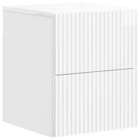 vidaXL Sieninis naktinis staliukas Itin blizgi balta 33 x 34,5 x 40 cm