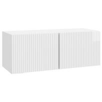 vidaXL Sieninė TV spintelė 78,5 x 31 x 30 cm Itin blizgi balta