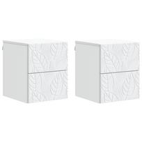 vidaXL Sieninis naktinis staliukas 2 vnt. Balta 34,5 x 33 x 40 cm