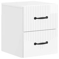 vidaXL Sieninis naktinis staliukas Itin blizgi balta 34,5 x 33 x 40 cm