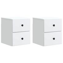 vidaXL Sieninis naktinis staliukas 2 vnt. Balta 34,5 x 33 x 40 cm