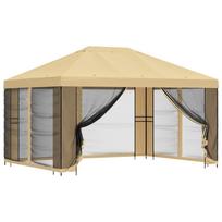 vidaXL Sodo pavėsinė su šoninėmis sienelėmis 4 × 3 m Kreminė