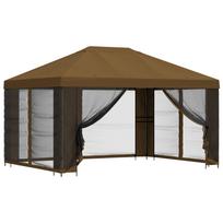 vidaXL Sodo pavėsinė su šoninėmis sienelėmis 4 × 3 m Taupe
