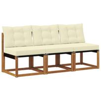 vidaXL 3 vnt. Lauko vidurinė sofa Kietas akacijos medis ir tekstilenas