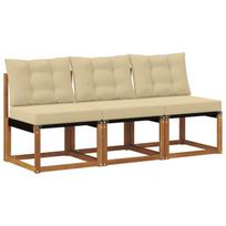 vidaXL 3 vnt. Lauko vidurinė sofa Kietas akacijos medis ir tekstilenas