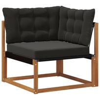 vidaXL Lauko kampinė sofa Kietos akacijos mediena Natūrali ir juoda