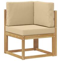 vidaXL Lauko kampinė sofa Kietos akacijos mediena Balinta ir smėlio