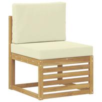 vidaXL Lauko Vidurinis Sofa Kietos akacijos mediena Balinta ir kreminė