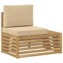 vidaXL Lauko galinė sofa Kietos akacijos mediena Balinta ir smėlio