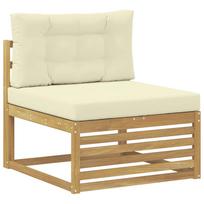 vidaXL Lauko Vidurinis Sofa Kietos akacijos mediena Balinta ir kreminė