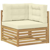 vidaXL Lauko kampinė sofa Kietos akacijos mediena Balinta ir kreminė