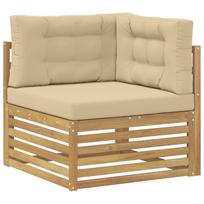 vidaXL Lauko kampinė sofa Kietos akacijos mediena Balinta ir bėžinė