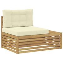 vidaXL Lauko galinė sofa Kietos akacijos mediena Balinta ir kreminė